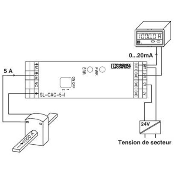 Convertisseur de courant pour 1 A et 5 A AC / 0 à 20 mA ou 4 à 20 mA Convertisseur de courant pour 1 A et 5 A AC / 0 à 20 mA ou 4 à 20 mA-Lire la description