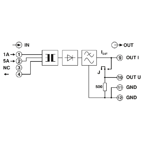 Convertisseur de courant 0..1A AC/0..5A AC / 0..10 V/0..20mA Convertisseur de courant 0..1A AC/0..5A AC / 0..10 V/0..20mA-Lire la description
