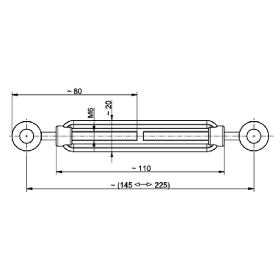Tendeur M6 DIN 1480, réglable de 145 mm à 225 mm-Lire la description