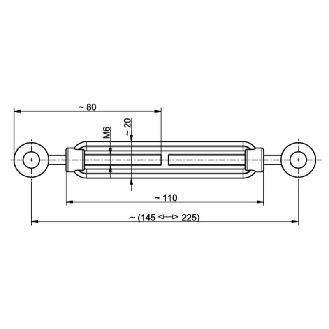 Tendeur M6 DIN 1480, réglable de 145 mm à 225 mm-Lire la description