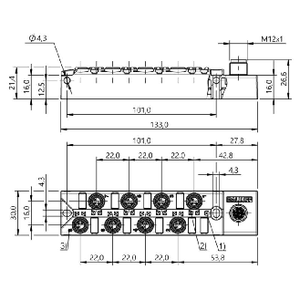 Répartiteur 8xM8 3p NPN / M12 12P-Lire la description