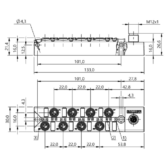 Répartiteur 8xM8 3p NPN / M12 12P-Lire la description