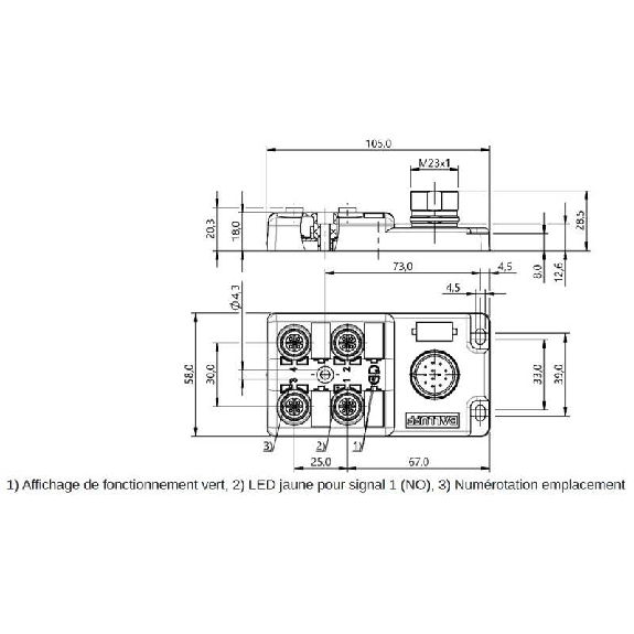 Répartiteur passif 4 voies M12 4P PNP / M23 12P-Lire la description