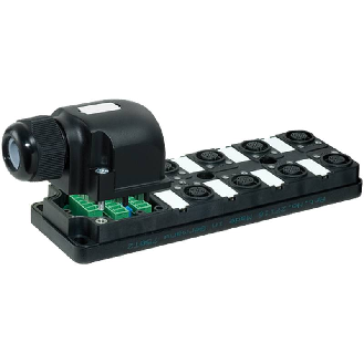 Répartiteur 8xM12 5p PNP LED; Capot avec bornes à ressort-Lire la description