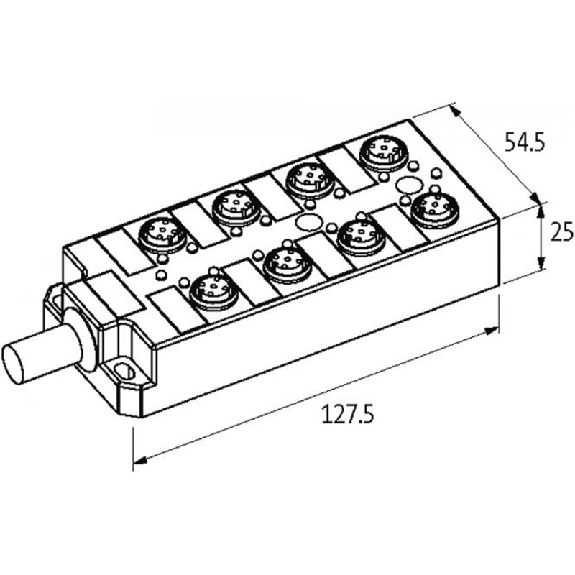 Répartiteur 8xM12 5p LED PNP Câble PUR/PVC UL/CSA 16x0.34+3x0.75, 15m-Lire la description
