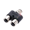Coupleur en T M12 Mâle Droit 5p/2x M12 Fem Droit 4p (125V)