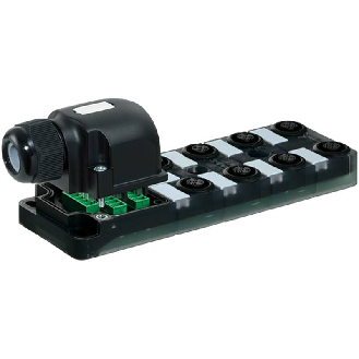 Répartiteur 8xM12 5p; Couvercle débrochable, bornes à vis à raccorder-Lire la description