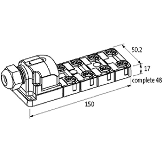 Répartiteur 8xM12 5p; Couvercle débrochable, bornes à vis à raccorder-Lire la description