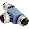 Coupleur en T M12 Mâle 8p / 2xM12 Fem 8p