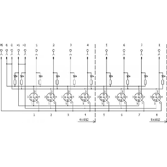 Répartiteur 4xM12 4p; Couvercle débrochable et bornes à vis-Lire la description