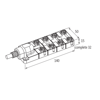 Répartiteur 8xM12 4p; Câble PUR/PVC UL/CSA 8*0,34+3*0,75, 5m-Lire la description