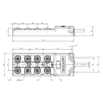 Répartiteur passif 8xM12 5p PNP / M23 19P-Lire la description