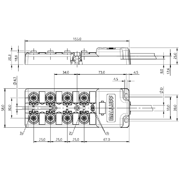 Répartiteur 8xM12 Fem 4p PNP / Câble PUR Cpc 10m-Lire la description
