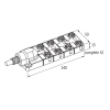 Répartiteur 8xM12 5p; Câble 15m PUR/PVC 16*0,34+3*0,75 UL/CSA