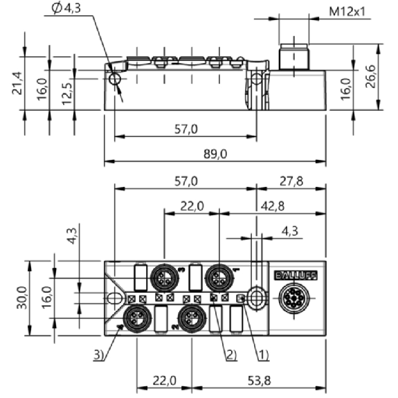 Répartiteur 4x M8 Fem 3p PNP LED; M12 Mâle 8p-Lire la description