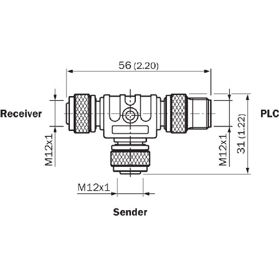 Coupleur en T M12A Fem 5p/M12A Fem 5p/M12A Mâle 8p-Lire la description