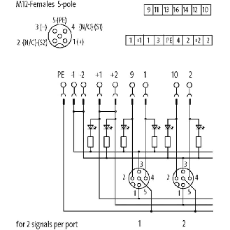 Répartiteur 4xM12 5p; Couvercle débrochable et bornes à vis-Lire la description