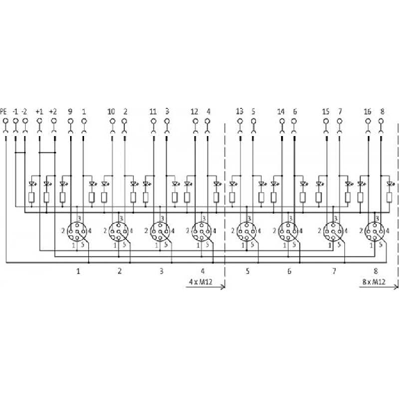 Répartiteur 4xM12 5p; Couvercle débrochable et bornes à vis-Lire la description