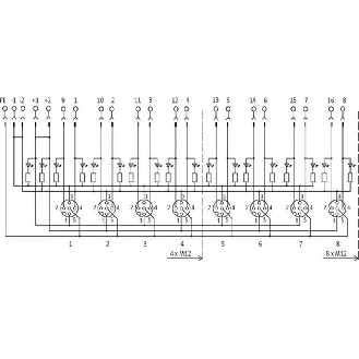 Répartiteur 4xM12 5p; Couvercle débrochable et bornes à vis-Lire la description