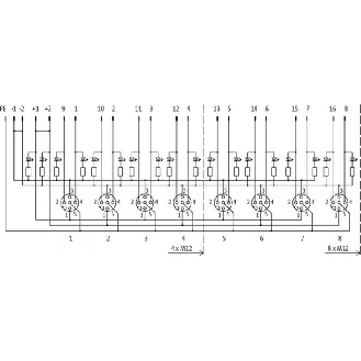 Répartiteur 8xM12 5p PNP-LED; Sans câble préconfectionné-Lire la description
