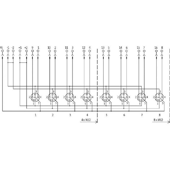 Répartiteur 8xM12 5p sans LED; Couvercle débrochable-Lire la description