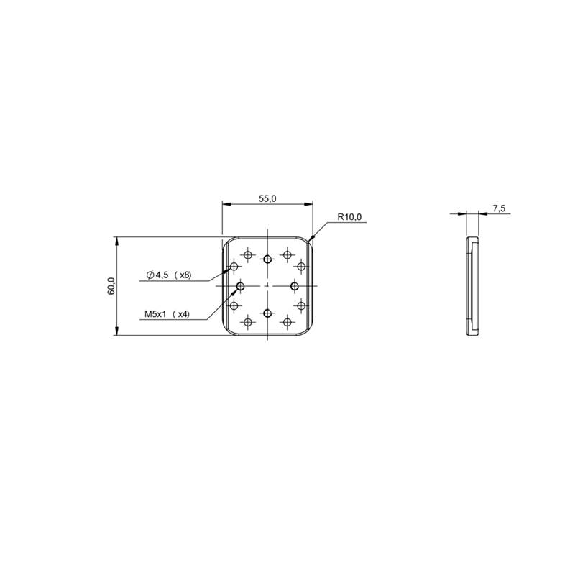 Plaque de montage rapide pour capteur Vision 55x7.5x60mm-Lire la description