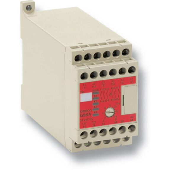 Relais de sécurité, commande bimanuelle 3PST-NO 5A+SPST-NF 100-240Vac Relais de sécurité, commande bimanuelle 3PST-NO 5A+SPST-NF 100-240Vac-Lire la description