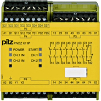 Relais de sécurité 7NO+1NF+2so 230-240VAC/24VDC, bornes à vis-Lire la description