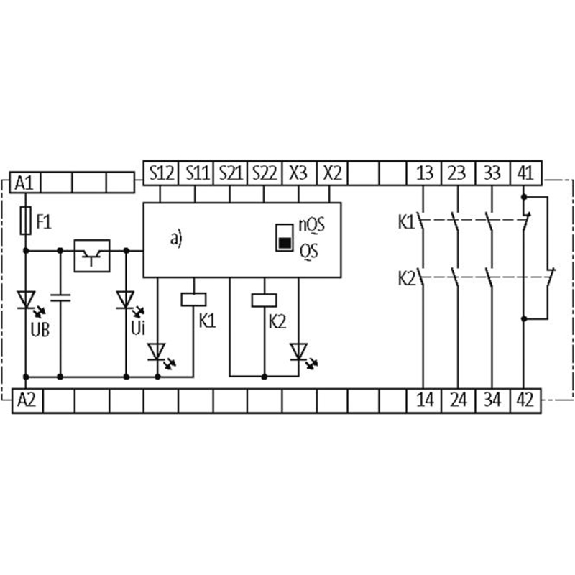 Relais de sécurité 24VAC/DC 3NO+1NF, bornes à ressort-Lire la description