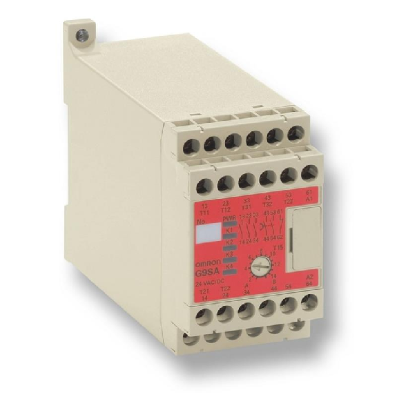 Relais de sécurité, commande bimanuelle 3PST-NO 5A+SPST-NF 24Vac/dc Relais de sécurité, commande bimanuelle 3PST-NO 5A+SPST-NF 24Vac/dc-Lire la description