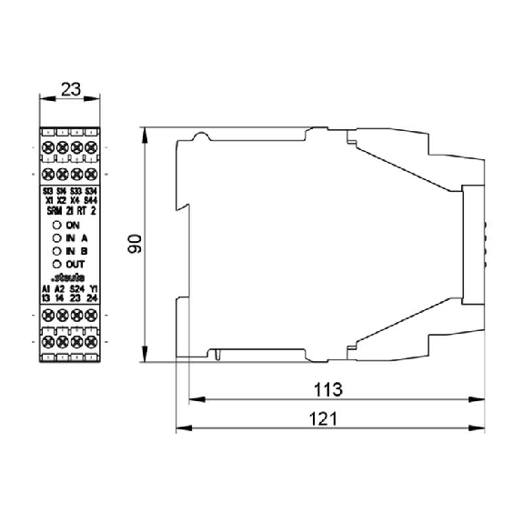 Relais de sécurité 24VDC, 2NF ou 1NF/1NO, bornes à vis-Lire la description