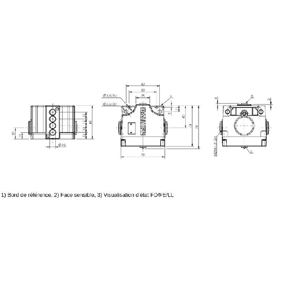 Boîtier multipistes inductif, 4x capteurs, PNP +NF, 12mm, 2xM20-Lire la description