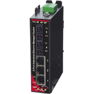 Switch géré 5p 3xRJ45 10/100, 2xFIBRE s.mode SC 20 km, métal-Lire la description