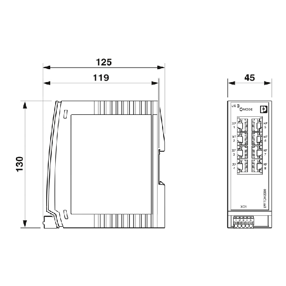 Switch managé 8 Ports RJ45 10/100/1000 Mbit/s IP20, PROFINET-Lire la description