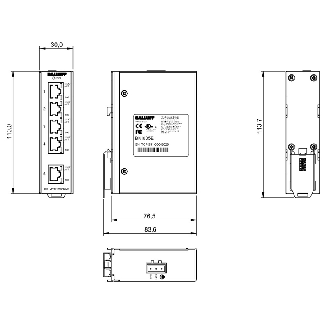 Switch non géré 5p 5xRJ45 10/100, rail DIN, IP30, Plast.-Lire la description
