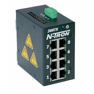 Switch non géré 8p 8xRJ45 10/100, 10-30VDC, IP30 -40° à 80°C,Rail DIN-Lire la description