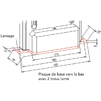 Plaque de montage (dessous) avec 2 trous fraisés pour fixation-Lire la description