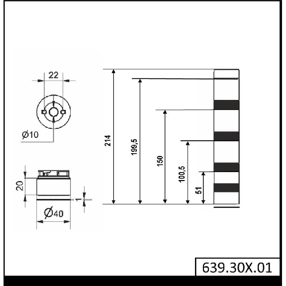 KS40 Design BWM 24VAC/DC VERT/ORANGE/ROUGE IP66 Ø40mm-Lire la description