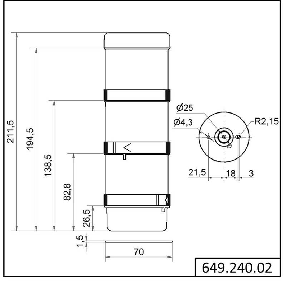 Mât de signalisation KS71 BWM 24VAC/DC YE/RD/GR IP65 Ø70mm NOIR-Lire la description