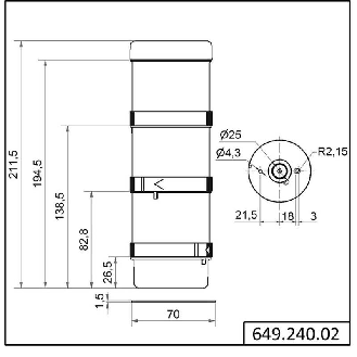 Mât de signalisation KS71 BWM 24VAC/DC YE/RD/GR IP65 Ø70mm NOIR-Lire la description