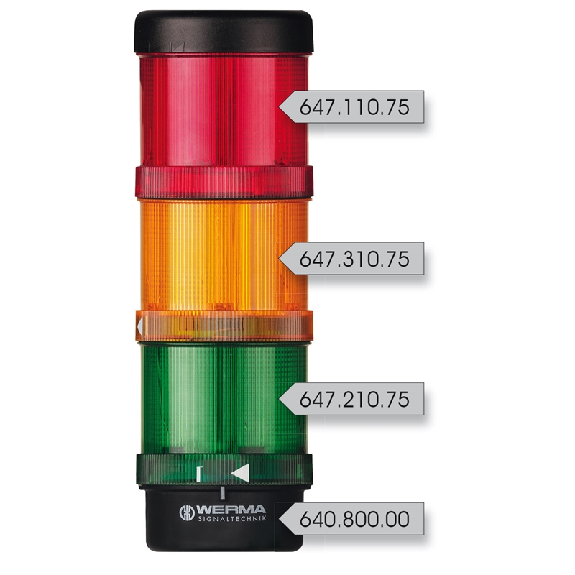 KS72 Classic BWM 24VAC/DC GN/YE/RD IP65 Ø70mm NOIR-Lire la description