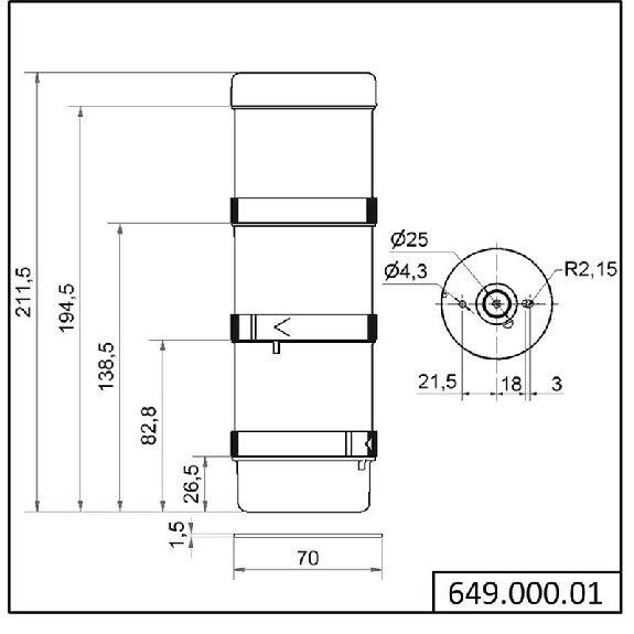 KS72 Classic BWM 24VAC/DC GN/YE/RD IP65 Ø70mm NOIR-Lire la description