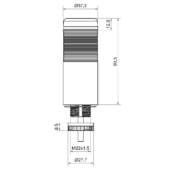 K37 fiche EM 24VAC/DC ORANGE 85dB continu IP65 Ø37,5mm NOIR-Lire la description