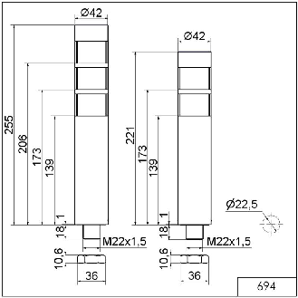 Mât de signalisation LED 24V DC Ø42mm-Lire la description