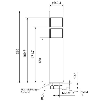 Mât de signalisation deSIGN42 EM 24VDC ROUGE/ORANGE Ø42mm-Lire la description