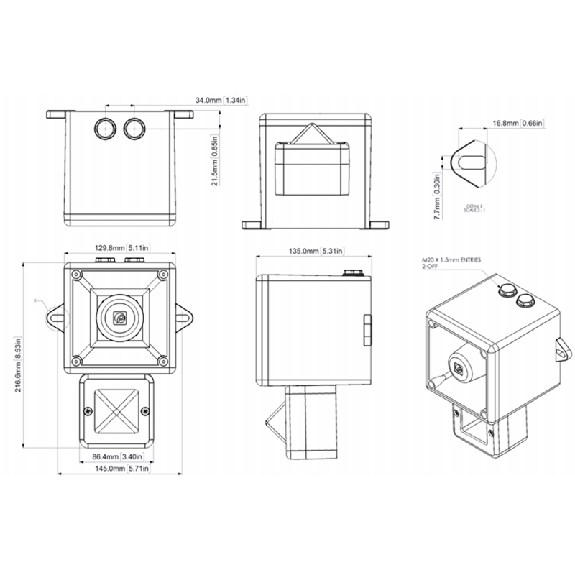 Combiné xénon 5J/113 dB TONAFLASH 230 ±10% Vca Orange 64 sons IP66-Lire la description