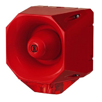Combinaison éclair/sirène 42 sons 120dB 18-30VDC ROUGE IP66 ROUGE-Lire la description