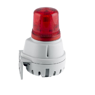 Combiné sonore 100dB avec feu LED 90-260Vac fixe optique Rouge IP65-Lire la description