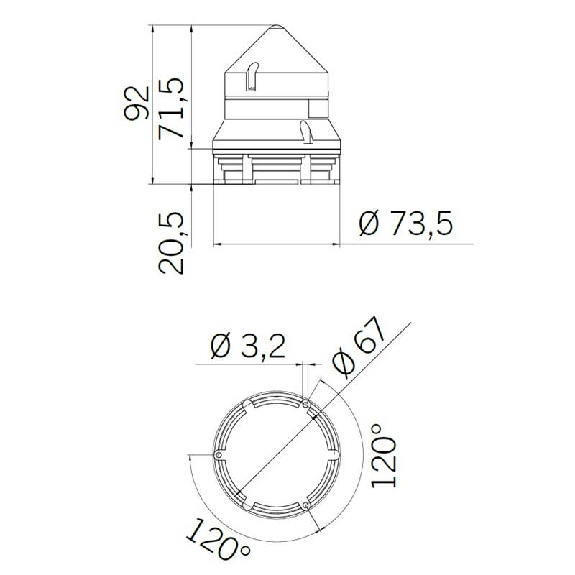 Combiné CTL600 A 68db LED ROUGE V12/24DAC IP30 Ø60mm GRIS-Lire la description