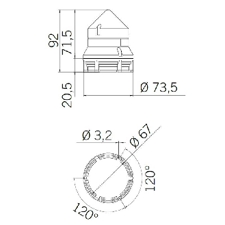 Combiné CTL600 A 68db LED ROUGE V12/24DAC IP30 Ø60mm GRIS-Lire la description